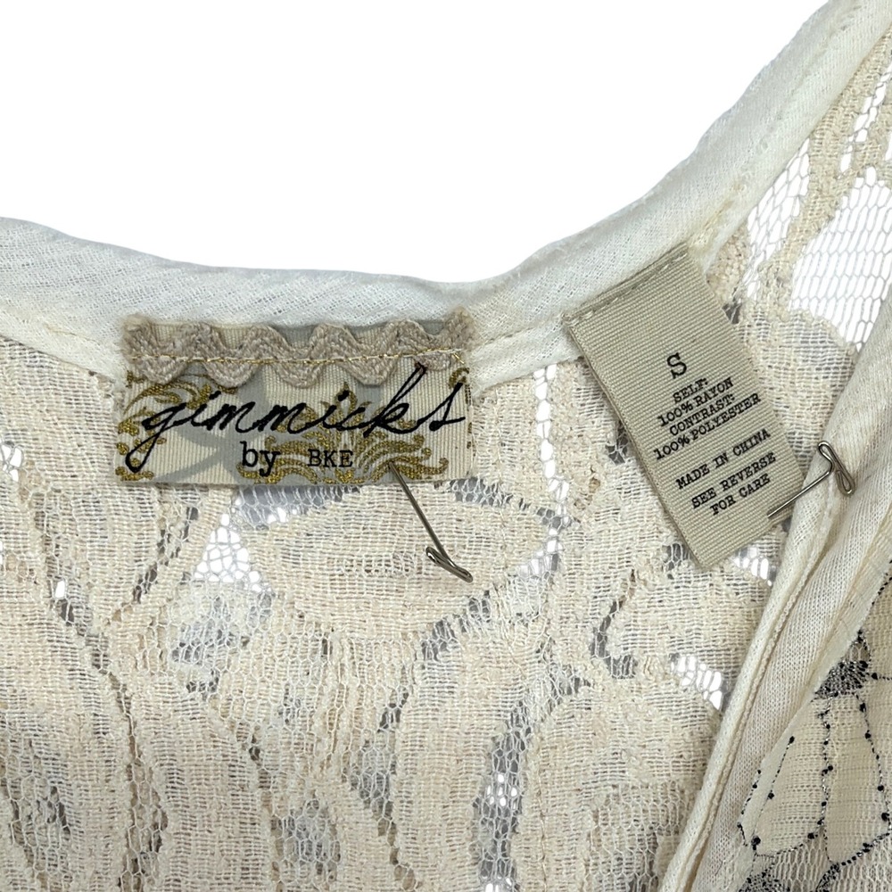 Gimmicks Y2K Boho Lace Longline Cardigan Sheer Romantic‎ Festival Top S - Picture 5 of 7